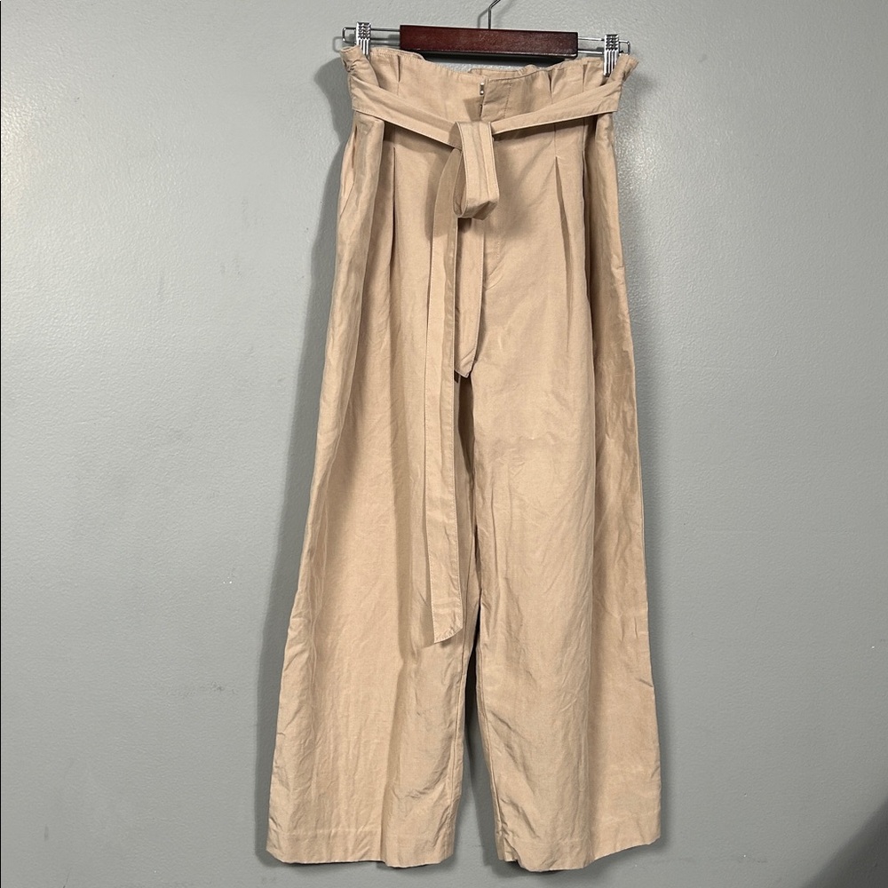 Club Monaco Linen blend wide leg pleated belted pants size 12